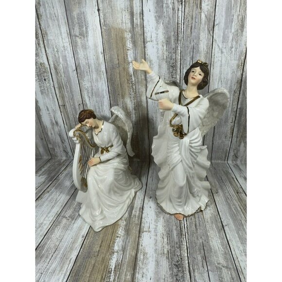Grandeur Noel #192 Porcelain Angels Set 2000 Collectors Edition  2 Angels - Picture 1 of 11